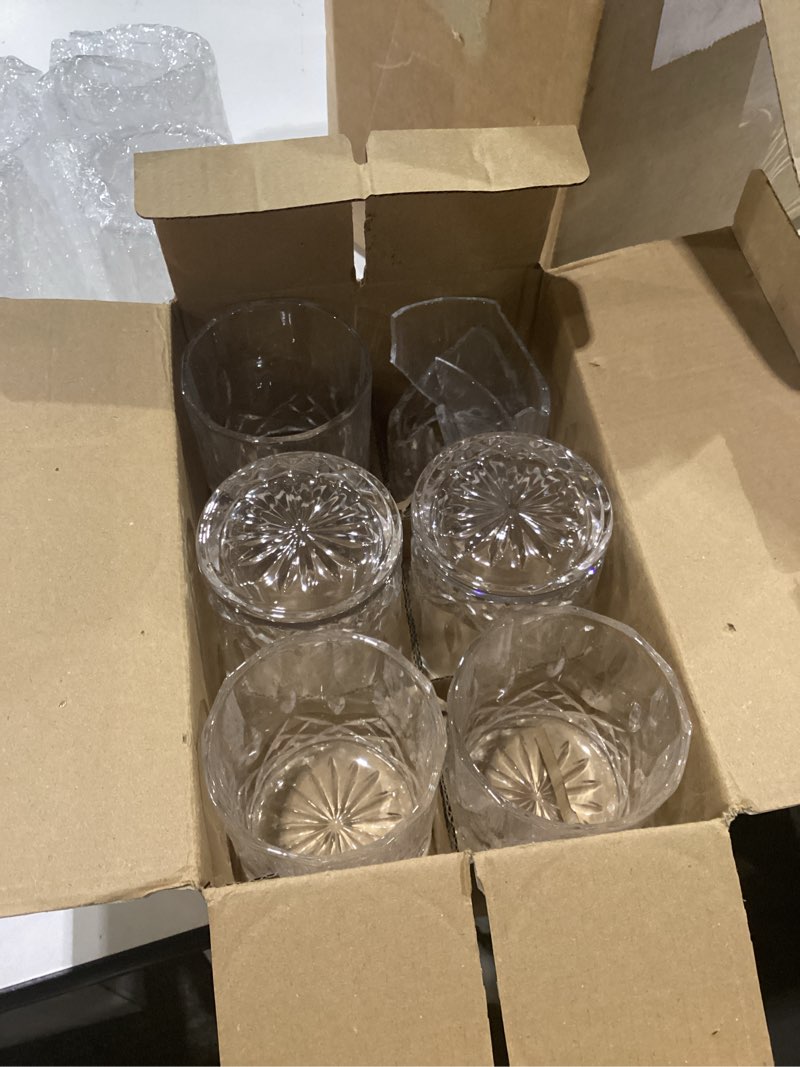 Condition photo showing As Is for yaomiao 16 pack old fashioned whiskey glasses bulk 10 oz bourbon cocktail rocks glasses for whiskey bourbon liquor and cocktail drinks gift (10 oz,16) 16 multicolor 10 oz