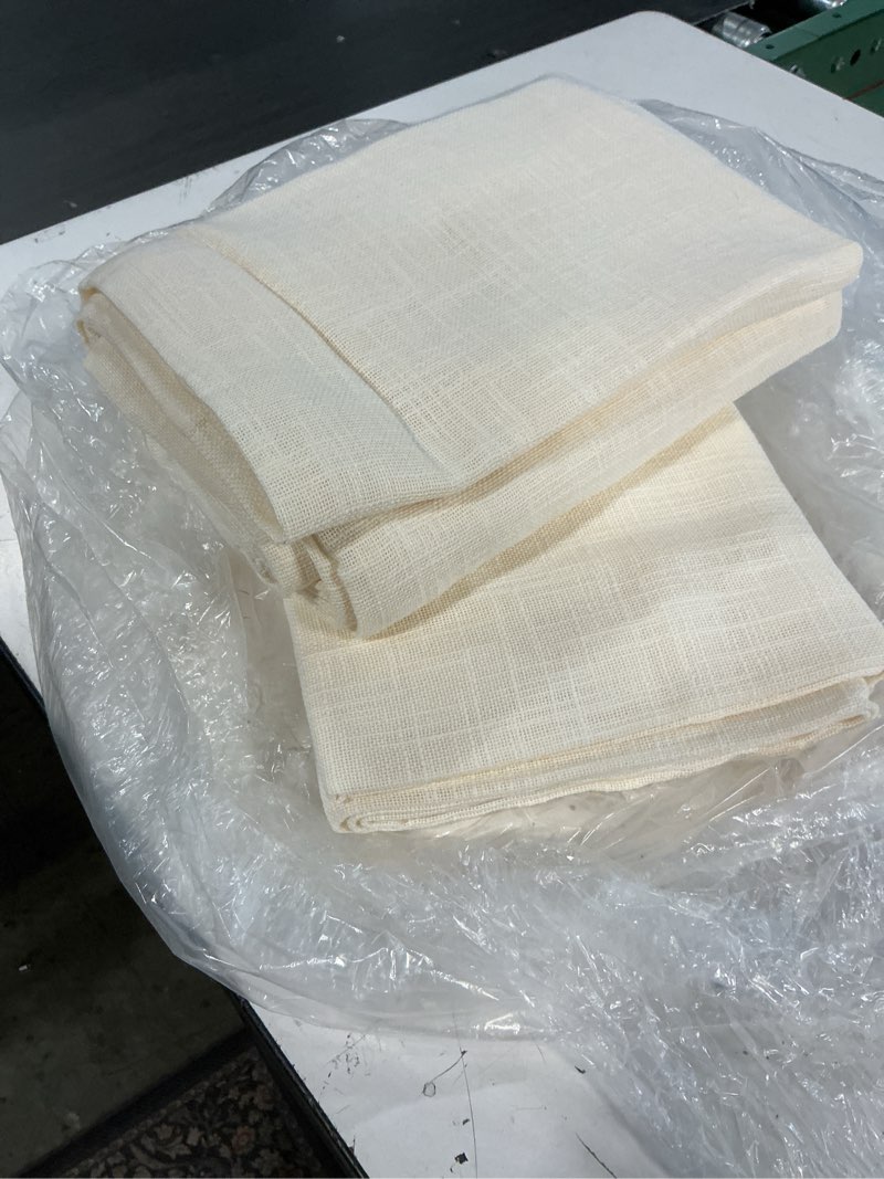 Condition photo showing Good Condition for quince cotton sheer curtain set (set of 2) ivory, 48x96 in 