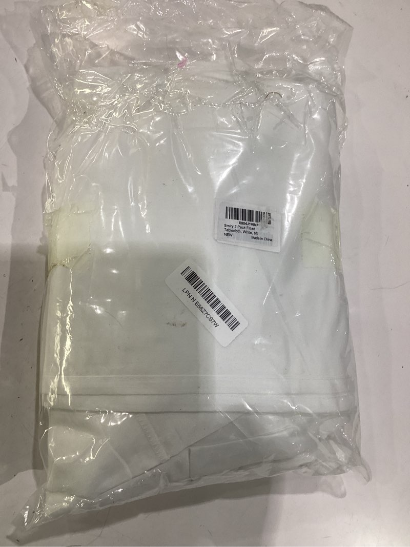 Condition photo showing New/Like New for ascoza 2 pack fitted tablecloth for 6 foot rectangle tables 72 x 30 inch white table covers water resistant polyester table cloth for wedding, parties,display, trade show (white) white 6ft