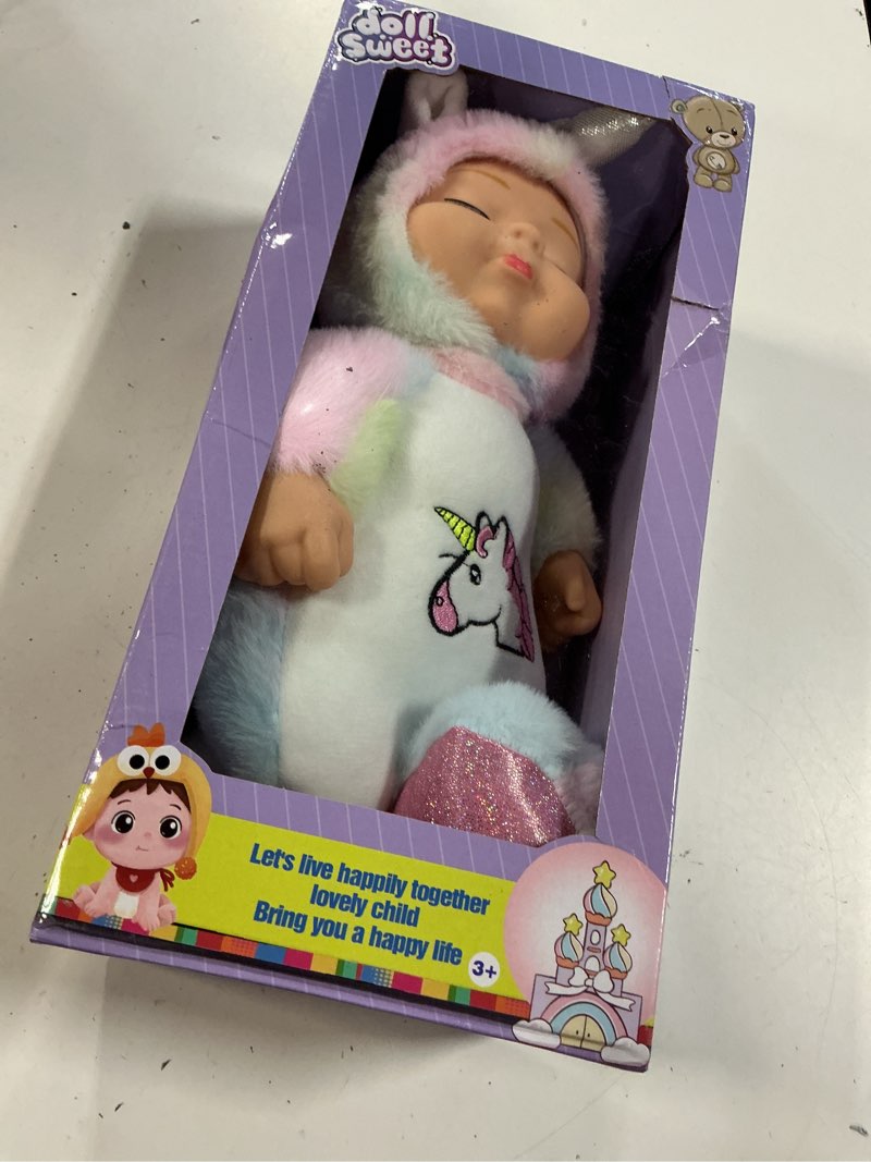 Condition photo showing New/Like New for interactive plush doll 14 inches with extra hat