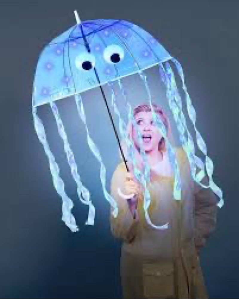 Paterr Halloween DIY Jellyfish Costume Set Including Clear Bubble Umbrella LED String Lights Ribbons