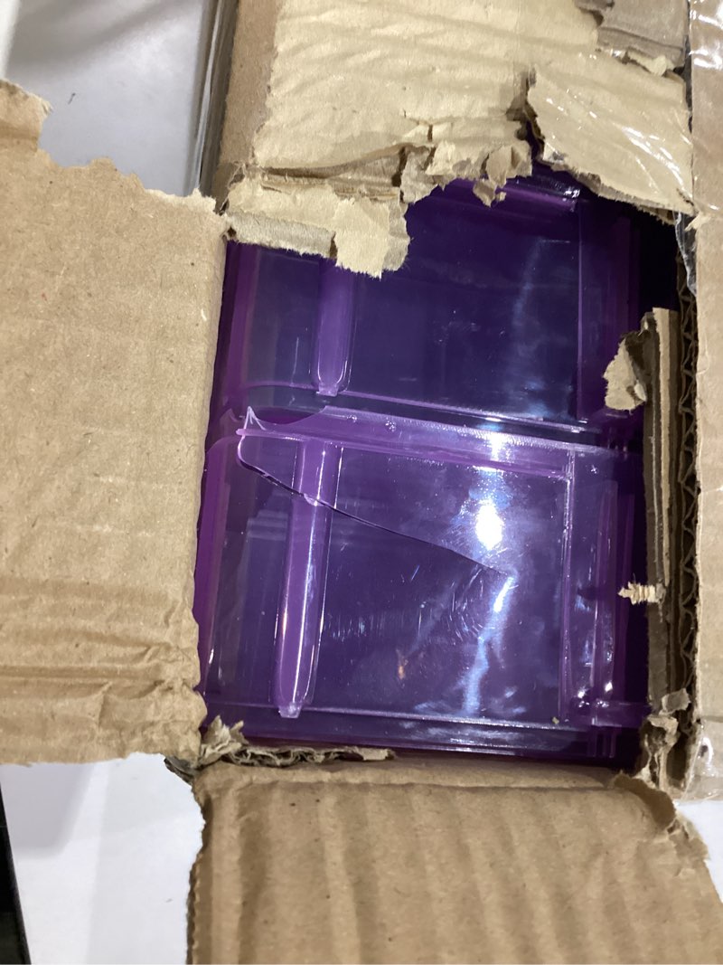 Condition photo showing As Is for Sooyee 7 Layers Stackable Storage Container, 70 Adjustable Compartments Stackable Storage Container for Kids Toys, Art Crafts, Jewelry, Supplies, Mini Case & Letter Sticker Included,Clear,Purple