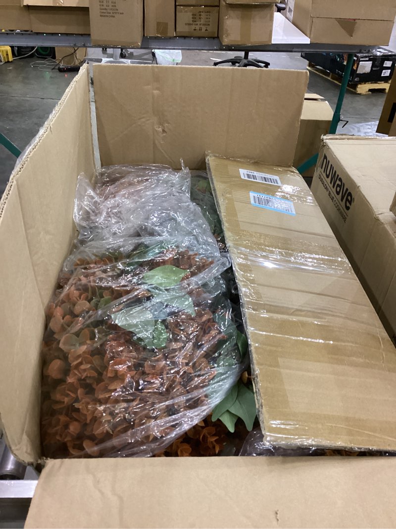 28" Artificial Fall Flower Bushes with Ground Stakes – Artificial Topiary Tree with Eucalyptus Orang