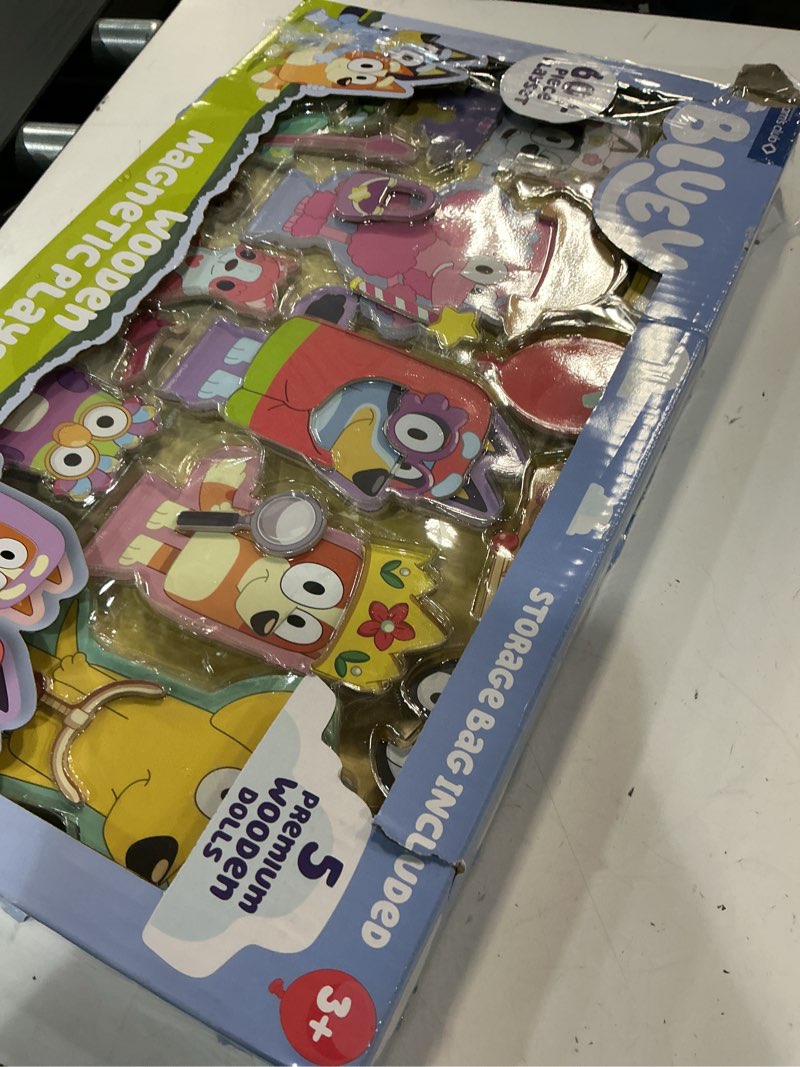 Condition photo showing New/Like New for bluey wooden magnetic playset