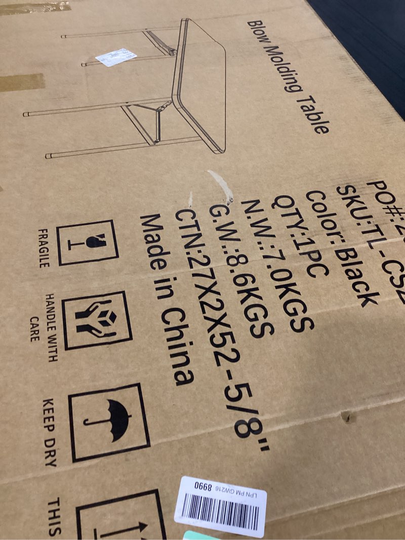 Condition photo showing New/Like New for 4ft folding table, heavy duty plastic card table with foldable steel legs, metal frame support up to 400 lb, portable for indoor, outdoor, picnic, camping, dining, party, black black 4ft