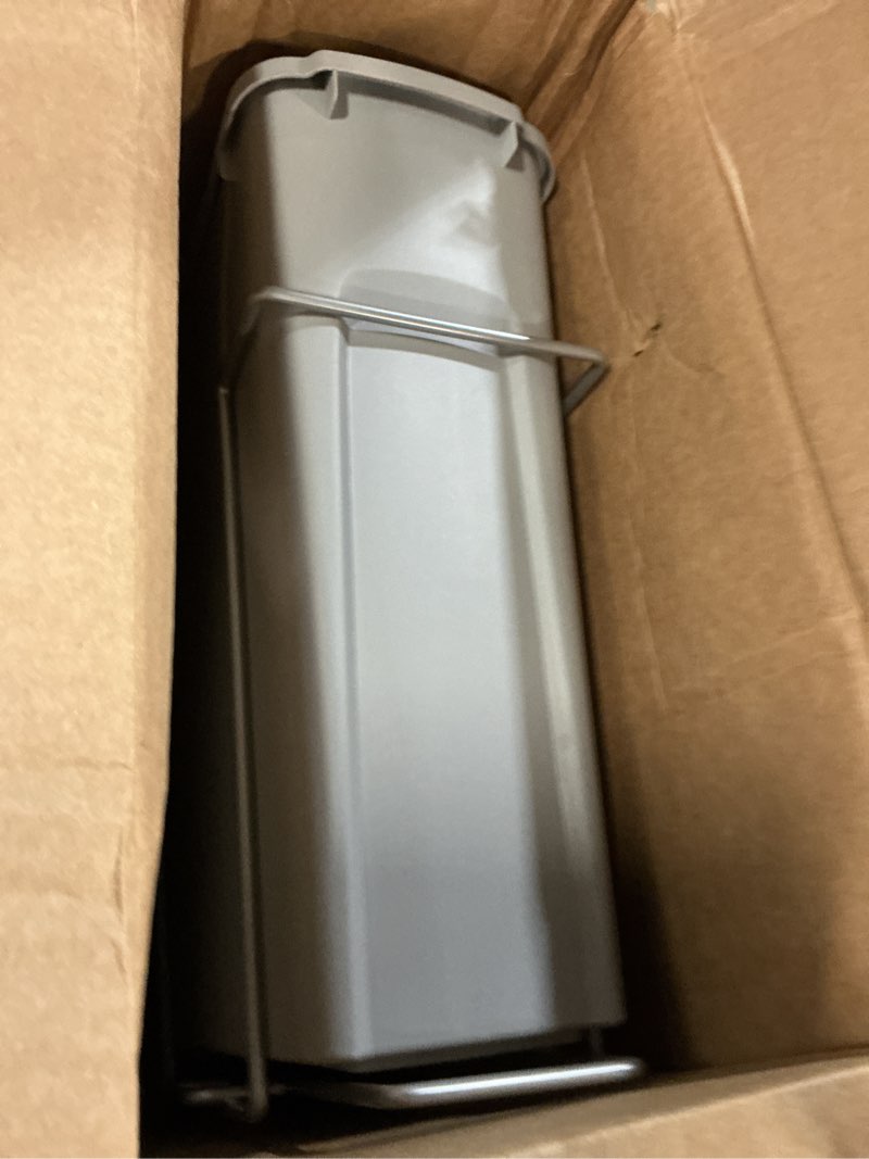 Condition photo showing As Is for knape & vogt scb9-1-20pt 8.375 inch x 20.125 inch x 17.313 inch 20 qt. in-cabinet single soft-close bottom-mount pull-out trash can, platinum platinum single 20 qt.
