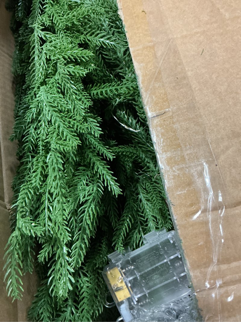 Condition photo showing New/Like New for 4FT Pre-Lit Artificial Norfolk Pine Christmas Tree – Realistic Potted Tree with 100 LED Lights & 8-Function Battery Box, Pre-Assembled Faux Holiday Décor for Indoor Use (2)