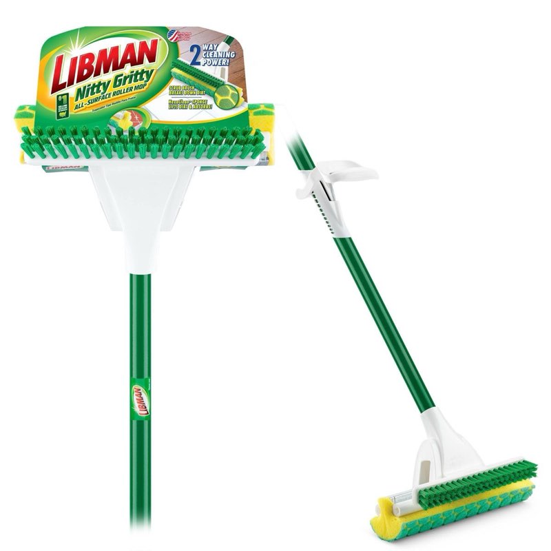 libman nitty gritty roller mop: steel handle, abrasive, multi-surface use