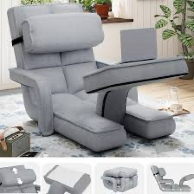 Padded Folding Gaming Chair With 14-Level Adjustable Backrest