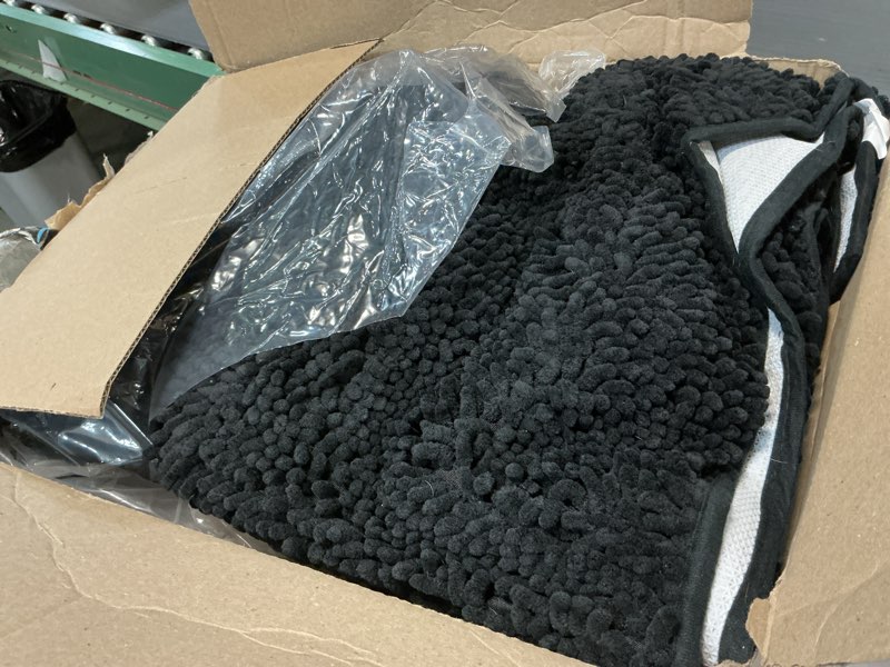 Condition photo showing As Is for Muddy Mat® | Super Absorbent Door Mat Indoor, Microfiber Quick Dry Chenille Entryway Rug, Non-Slip Front Door Mat, Indoor Mats for Entryway, Machine Washable Pet Rug, Black XXL 60"X48" Black 48" x 60"