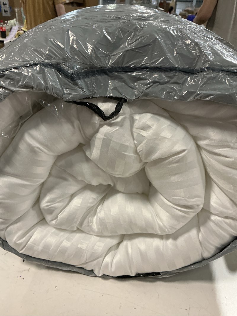 Condition photo showing As Is for bedlore queen mattress topper, thick pillow top bed cover for back pain relief, soft mattress pad with deep pockets 6-18 inch white queen