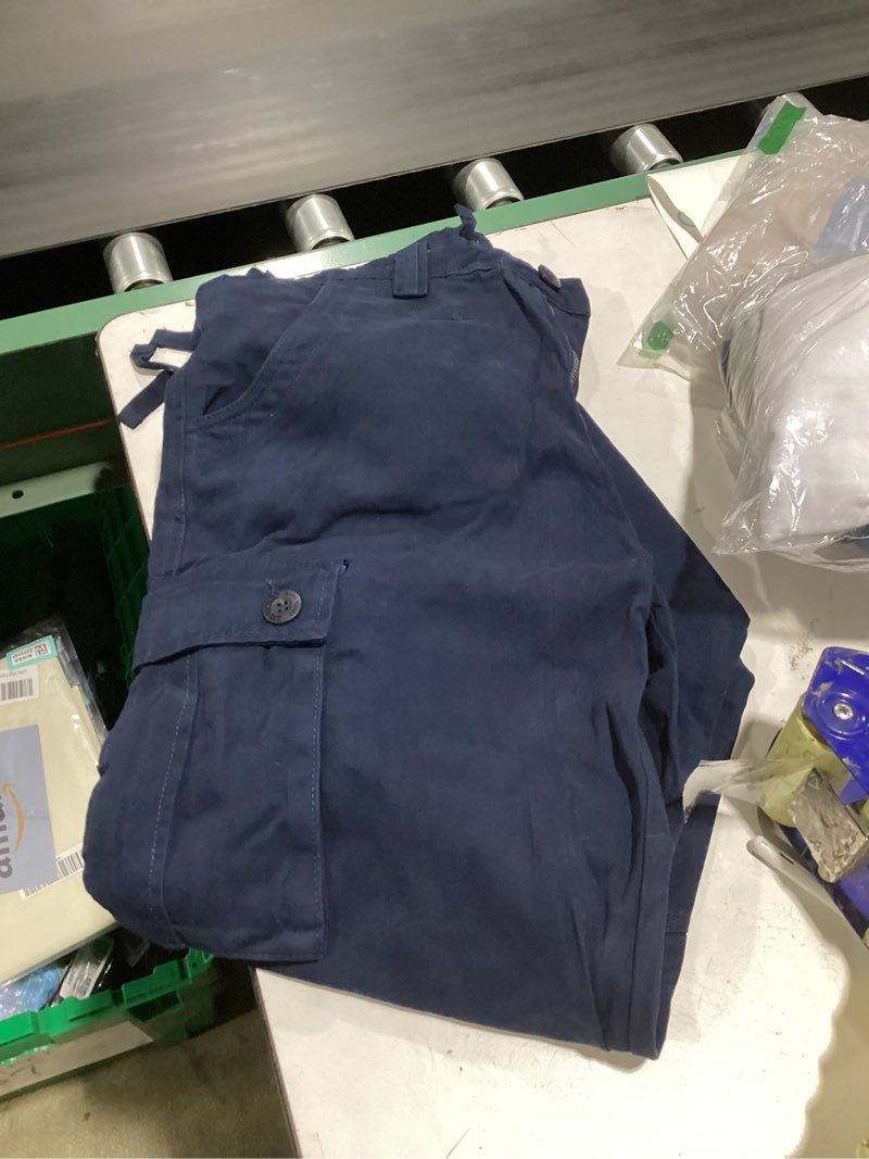 Condition photo showing As Is for men's cotton military cargo pants men casual work trousers multi pockets pants military cargo pant navy 34