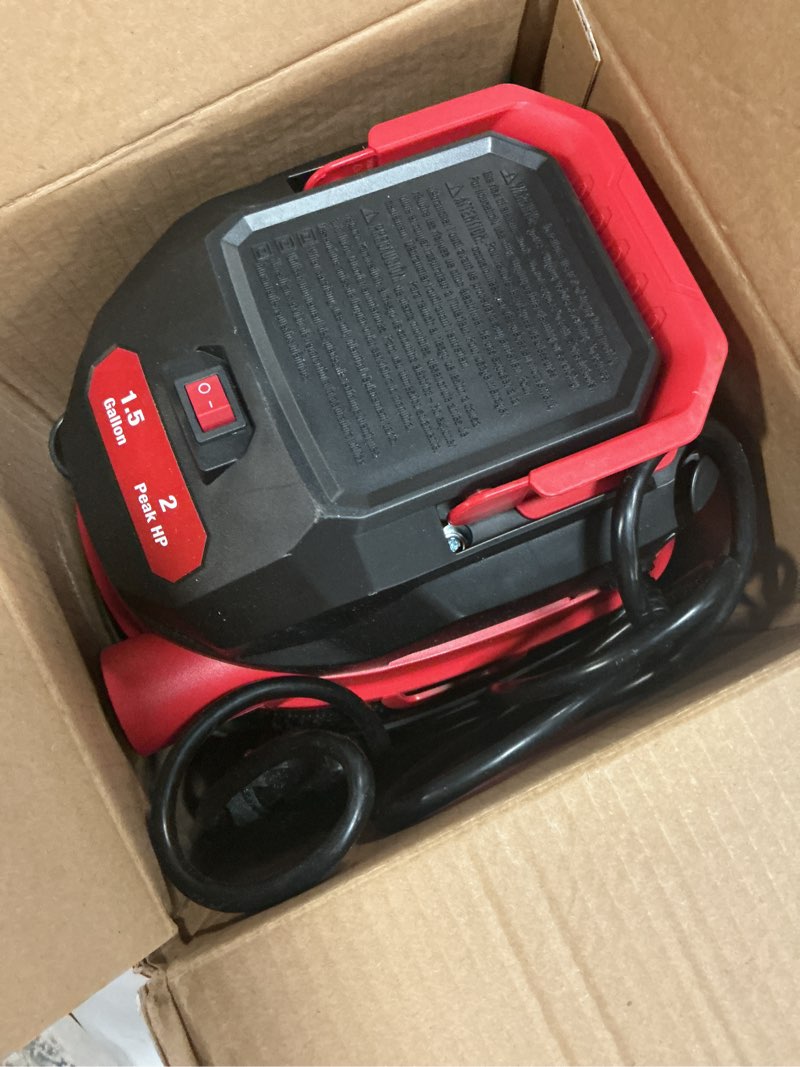 Condition photo showing Good Condition for hyper tough 1.5 gallon 2 peak hp poly wet/dry vacuum, vh105 3502, new