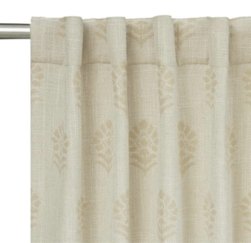 better homes & gardens floral block print blackout single curtain panel  beige  50 w x 84 l