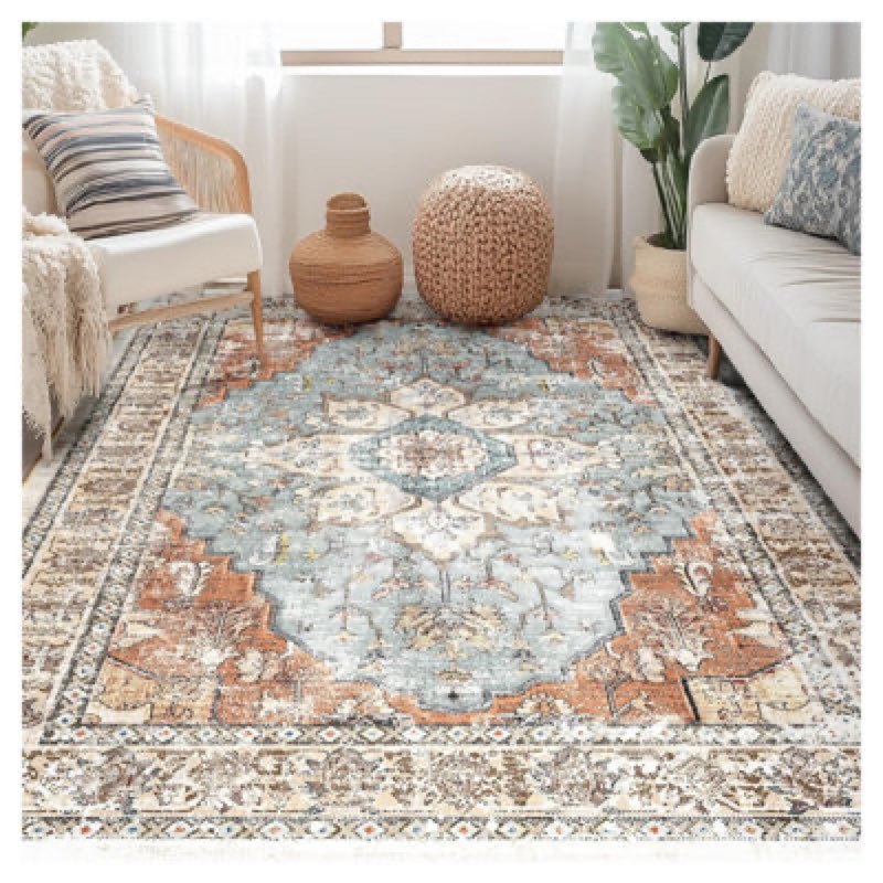 OJIA 5x7 Washable Area Rug red