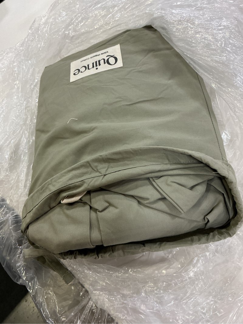 Condition photo showing Good Condition for organic crisp percale duvet cover set, full/queen, dried sage
