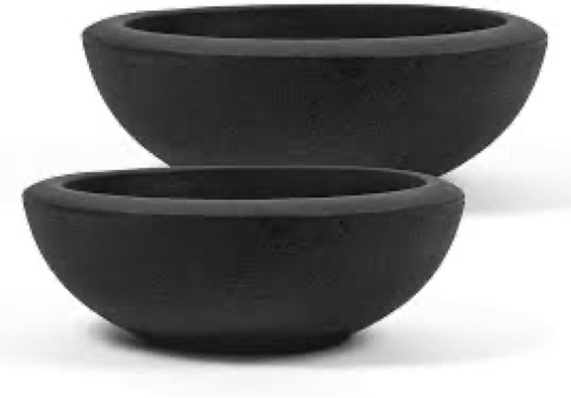ARBORA 26" Santorini Bowl 2-Pack with Classic Black Finish - Polyresin Indoor and Outdoor Planters, 