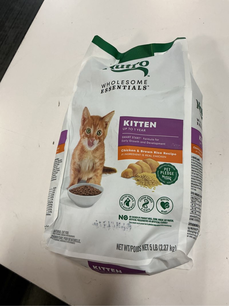 Condition photo showing New/Like New for (By mar-11-2026)Nutro Wholesome Essentials Natural Dry Cat Food Kitten Formula Chicken & Brown Rice, 5 lb. Bag Chicken 5 Pound (Pack of 1)