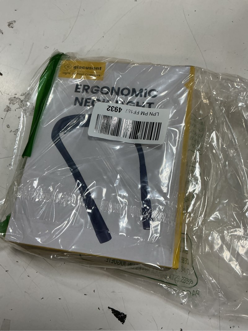 Condition photo showing New/Like New for Glocusent Ergonomic Reading Light, 1600mAh Rechargeable Book Light for 100 Hrs - 3 Colors & 5 Brightness, Neck Light with Timers, Sleep Aid & Travel Lock, Perfect for Reading, Knitting & Craft Navy Blue