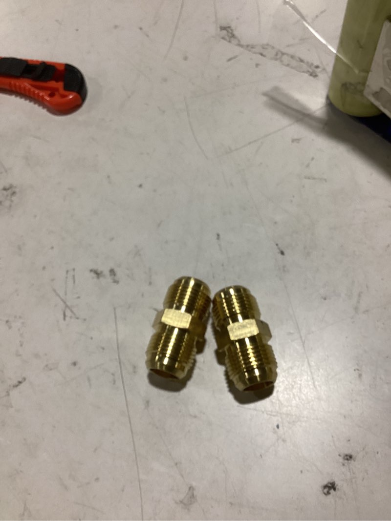 Condition photo showing As Is for 2pcs 5/8 inch male x 5/8 inch male flare connector gas adapter union flare brass tube coupler fitting by cx wonderland 5/8 inch male flare x 5/8 inch male flare