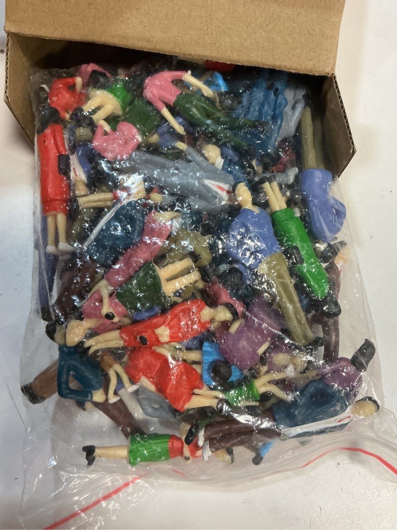 Condition photo showing New/Like New for 100 Pcs Mini People Figurines 1: 30 Scale Tiny People Model Miniature Sitting and Standing Little Plastic Figurines for Miniature Scenes