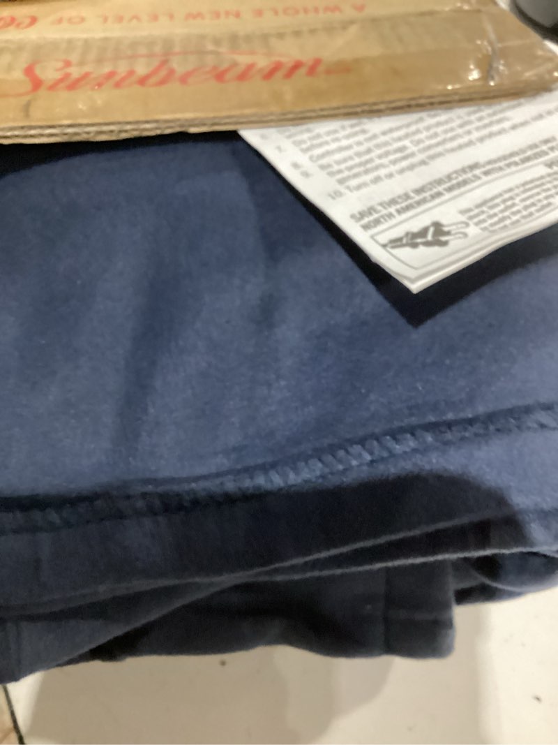 Condition photo showing Good Condition for Sunbeam Royal Ultra Fleece Heated Electric Blanket Full Size, 84" x 72", 12 Heat Settings, 12-Hour Selectable Auto Shut-Off, Fast Heating, Machine Washable, Warm and Cozy, Indigo Indigo Full