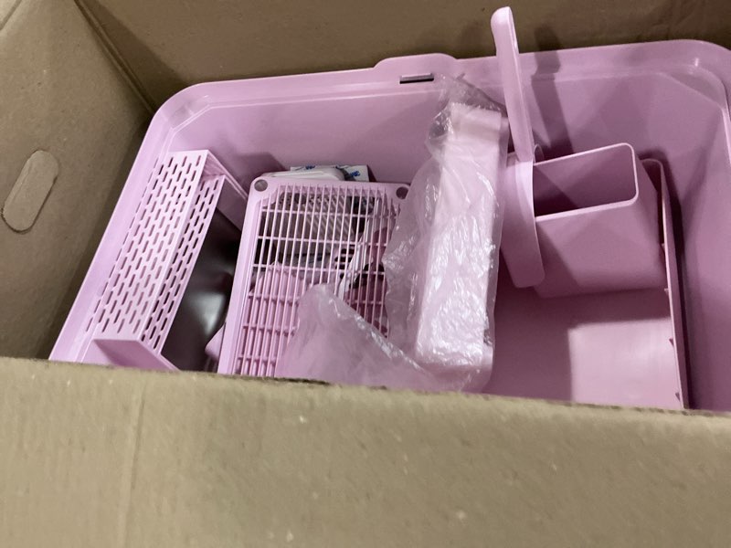 Condition photo showing Good Condition for rizzari stainless steel litter box: large pink leakproof open tray with wipe-clean design - odor control - teflon non-stick - with deodorizer - 2 pack - for cats up to 20 lbs - in bathroom restroom pink with deodorizer, 2 pack