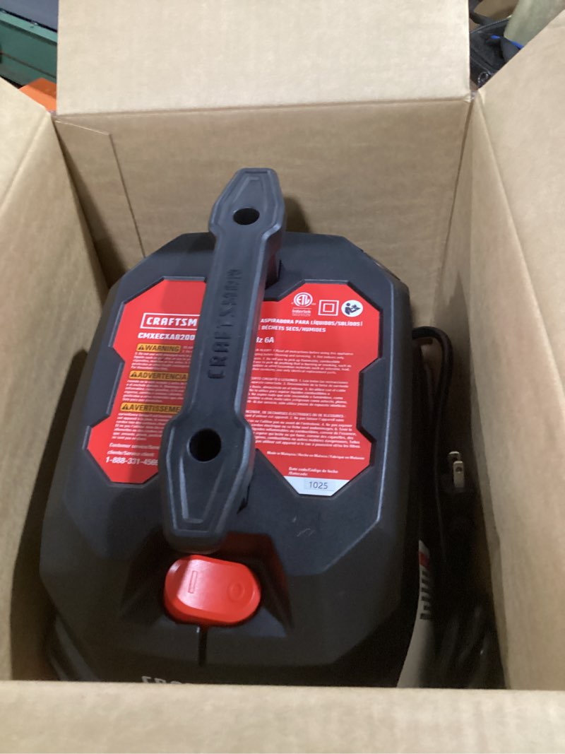 Condition photo showing Good Condition for craftsman 3-gallon 3 hp corded wet/dry shop vacuum with accessories included