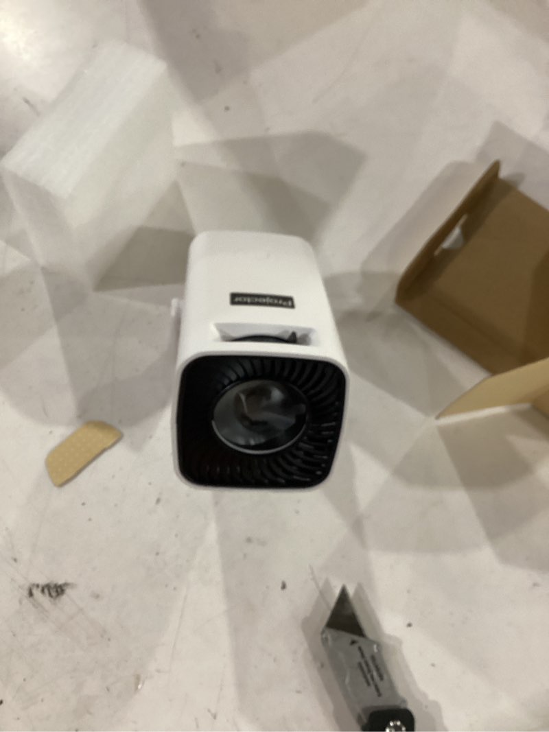 Condition photo showing Good Condition for mini projector with 4k support, portable projector with electric focus & keystone, 270° rotatable stand, short throw home & outdoor movie projector compatible with tv stick, phone & laptop cream