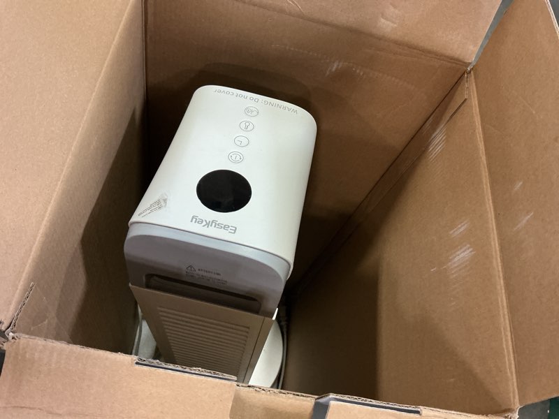 Condition photo showing Good Condition for easykey space heater for large rooms, 24-inch electric indoor heater, 1500w ceramic ptc heater, air purifying filter tower heater, 80° wide angle swing timer, overheating and fall protection, white
