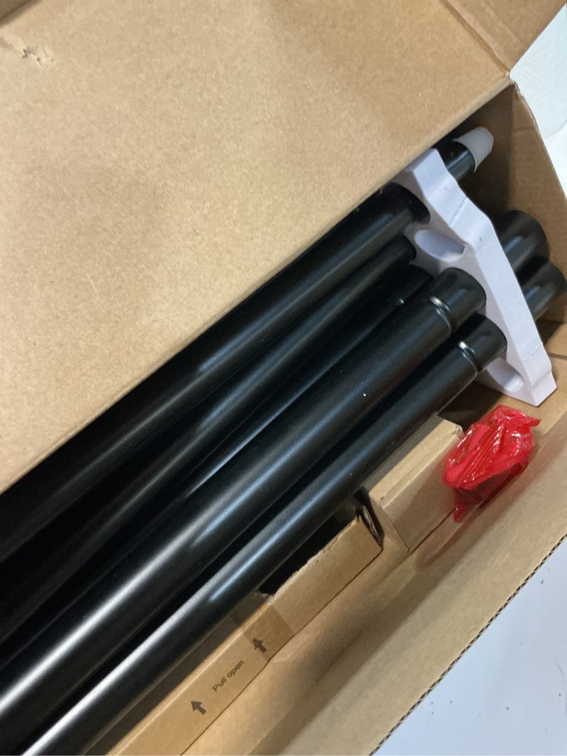 Condition photo showing Good Condition for tonial1 inch double curtain rods for windows 66 to 120 inches, heavy duty decorative drapery rod 32 to 144 inches with classic cap finial, black black 66-120”