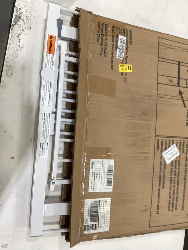 Condition photo showing Good Condition for keny 29"-55" extra wide baby gate, pressure mounted no drilling dog gate for stairs doorways, easy walk through safety gate for babies or pets, 30" tall, white white 29-55"wide, 30"tall