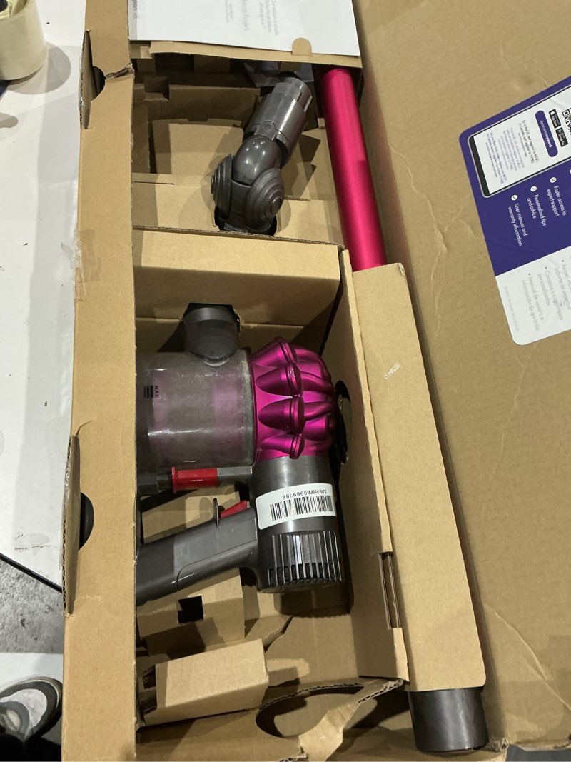 Condition photo showing As Is for dyson v8 plus cordless vacuum, cleans hard floors and carpets, detangles, converts to handheld, 115aw, 2 power modes, up to 40 minutes¹
