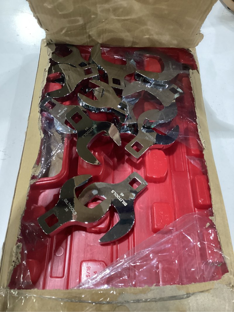 Condition photo showing As Is for bilitools 14-piece jumbo crows foot wrench set, 1/2" drive big crowfoot wrench, metric, 27-50 mm, cr-v steel metric, 27 - 50 mm