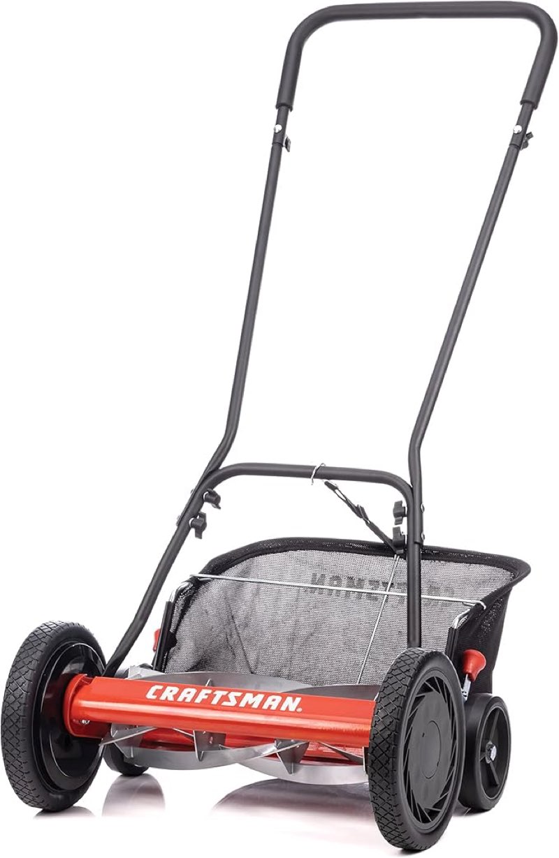 Craftsman 1816-16CR 16-Inch 5-Blade Push Reel Lawn Mower with Grass Catcher, Red