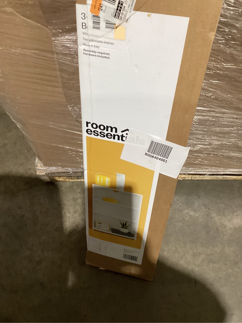 Condition photo showing Good Condition for 3 shelf bookcase white - room essentials™: modern style, open shelving, wood composite, no tools included