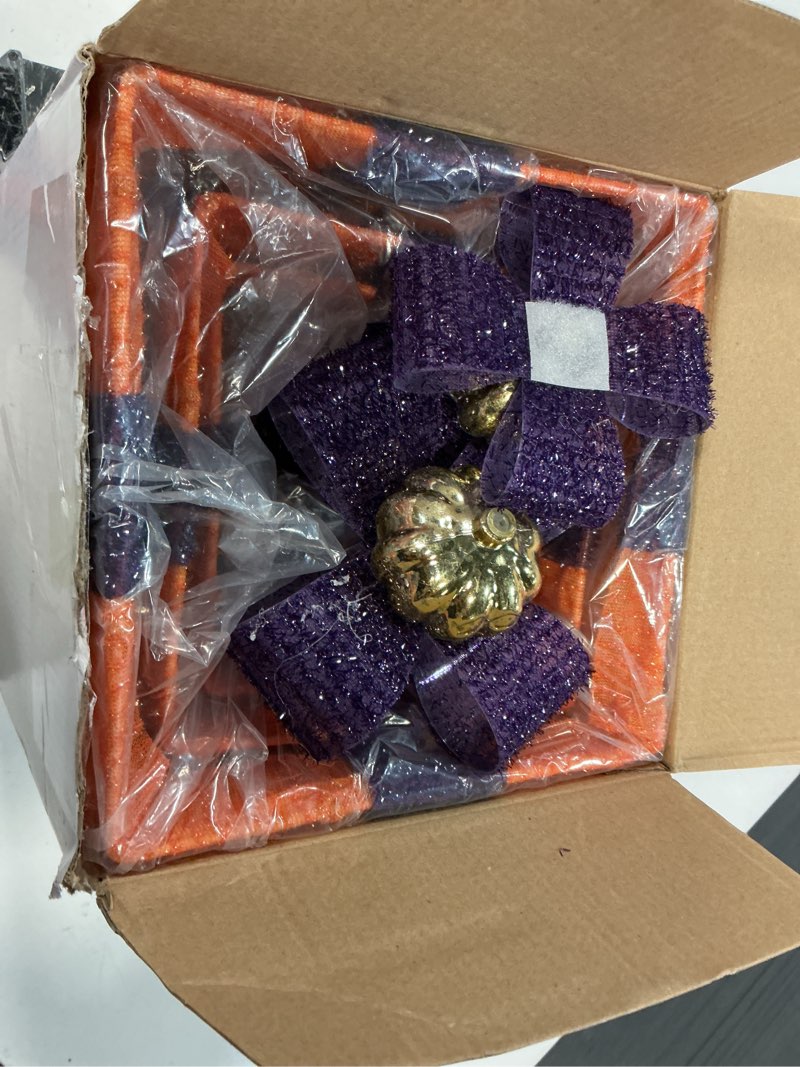 Condition photo showing Good Condition for Krissing 3 Pack Lighted Gift Boxes - Outdoor Halloween Orange and Purple Gift Boxes with Lights - Pumpkin Battery Operated Light Up Decor for Outside Porch Yard Table Party