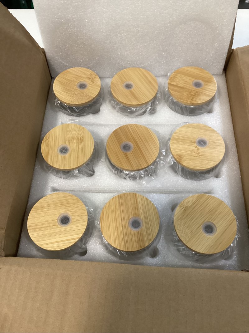 Condition photo showing New/Like New for Honeydak 9 Set Employee Appreciation Gifts 16oz Inspirational Glass Can Shaped Drinking Cups with Lids Straws Brushes Christmas Thank You Gifts for Team Coworker Housekeeping Staff Teacher(Classic)