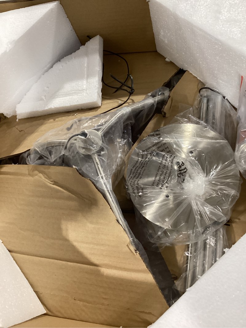 Condition photo showing Good Condition for XiNBEi Lighting Pendant Lighting 18 inch 3 Light Drum Pendant Light with Fabric Shade and Glass Diffuser in Brushed Nickel, Classic Convertible Drum Chandelier for Living & Dinning Room XB-P1199-BN