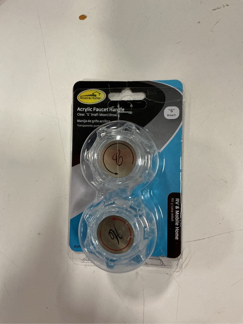Condition photo showing New/Like New for Road & Home 2-Pack Clear Knob Bathroom Sink Faucet Handle