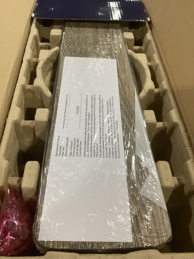 Condition photo showing As Is for  Harbor Breeze Crestwell 52-in Matte Black with Mocha/Cocoa Blades LED Flush Mount Ceiling