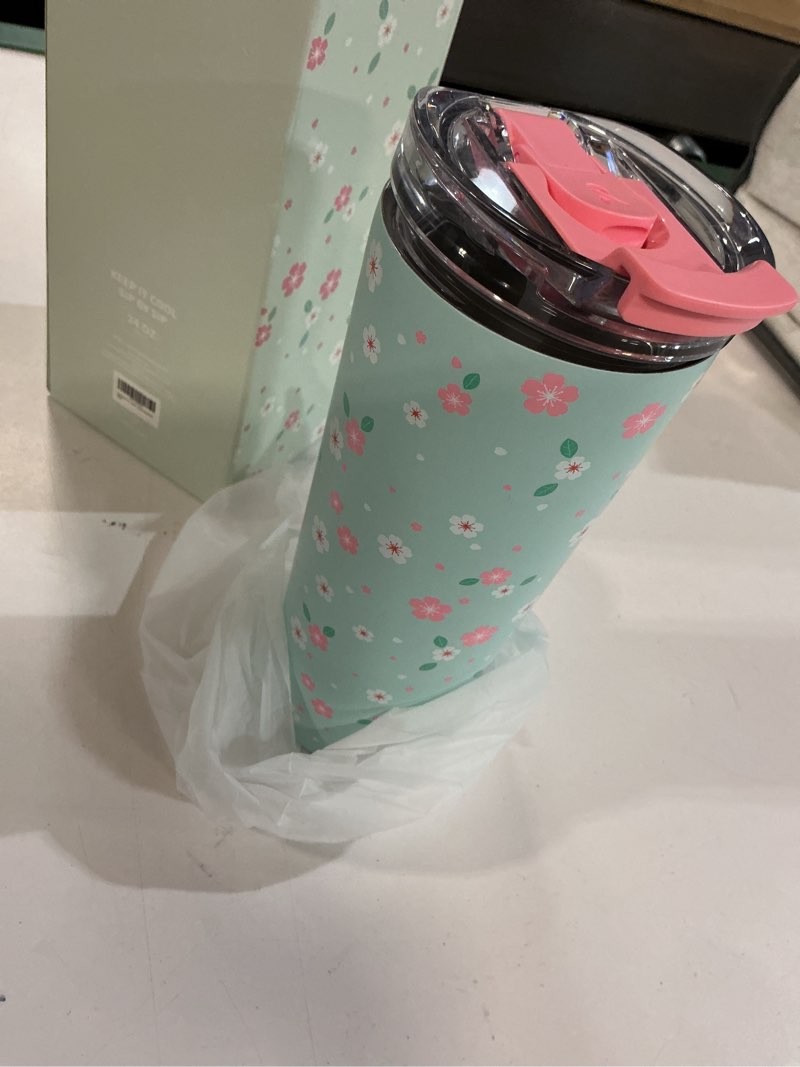 Condition photo showing Good Condition for Meoky 24 oz Travel Coffee Mug with Leak-proof Lid, Stainless Steel Insulated Coffee Tumbler, Keeps Hot for 8 Hours or Cold for 24 Hours, Fits in Car Cup Holder (Mint Petal) Mint Petal 24 Ounces
