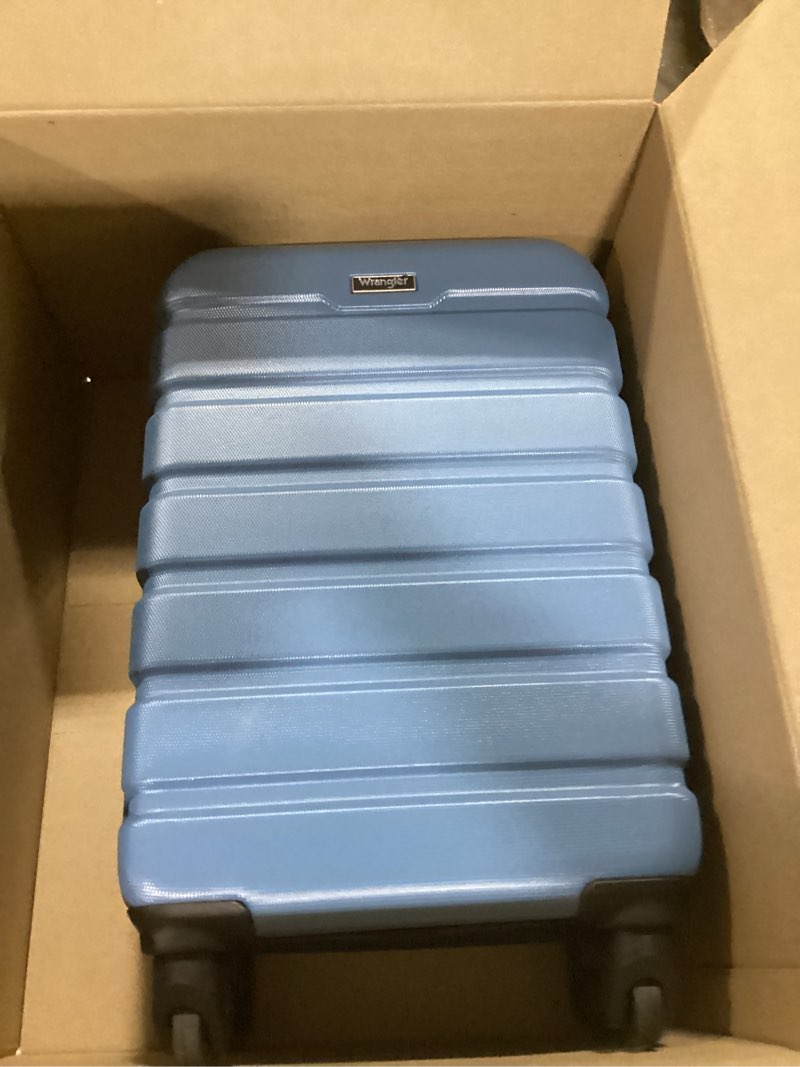 Condition photo showing Good Condition for wrangler hardside spinner luggage, blue heaven, carry-on 20-inch