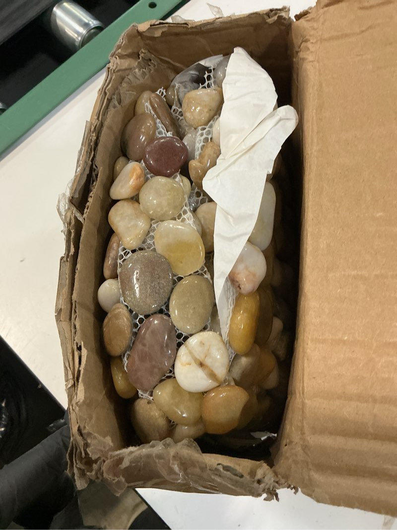 Condition photo showing Good Condition for garden stepping stones outdoor round river stone decorative nature river rocks for landscaping outside walkway patio yard garden pathway (9in 6pcs pack)