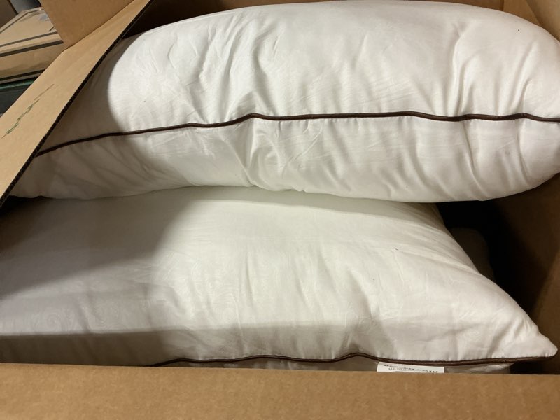 Condition photo showing As Is for jollyvogue cooling and supportive pillows for side and back sleepers, down alternative hotel collection sleeping pillow, queen (pack of 4), white white queen (pack of 4)