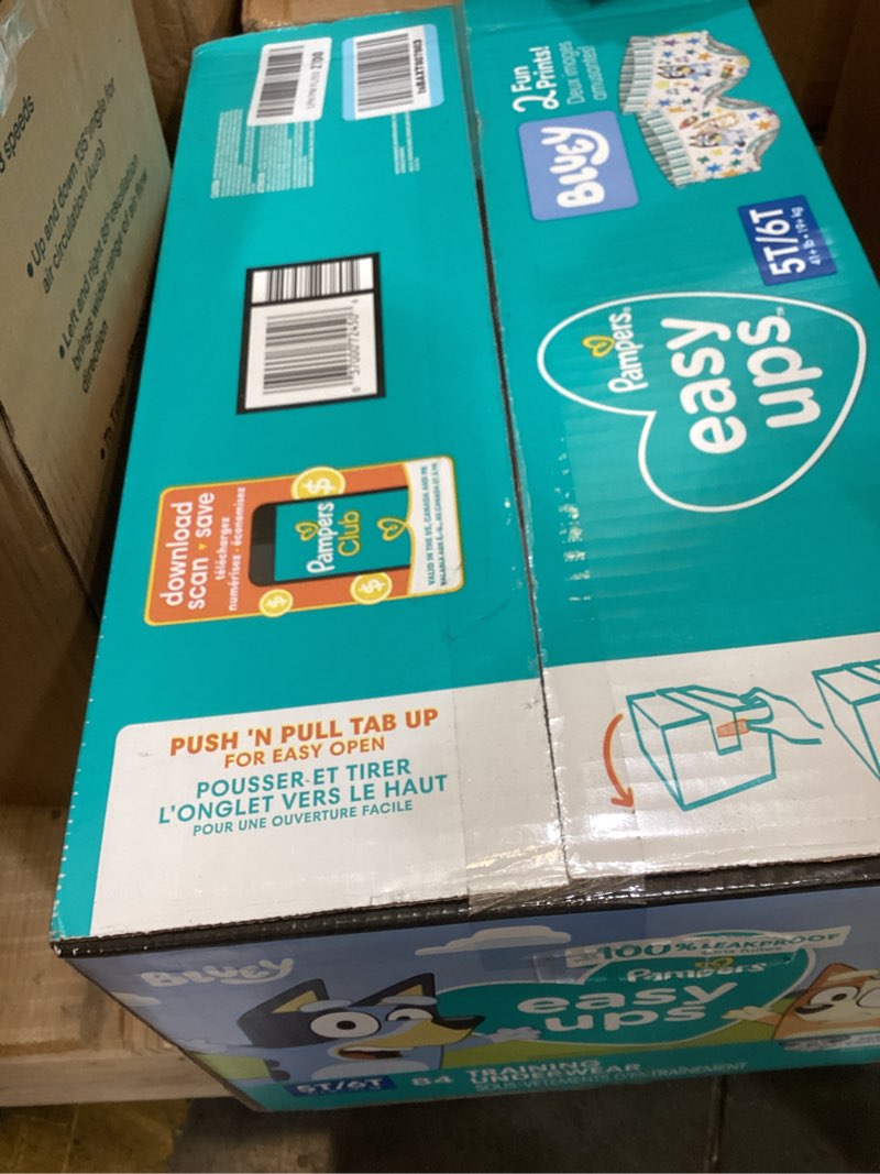 Condition photo showing New/Like New for pampers training pants - easy ups boys & girls bluey - size 5t-6t, 84 count, children's potty underwear (packaging may vary) 5t-6t 84