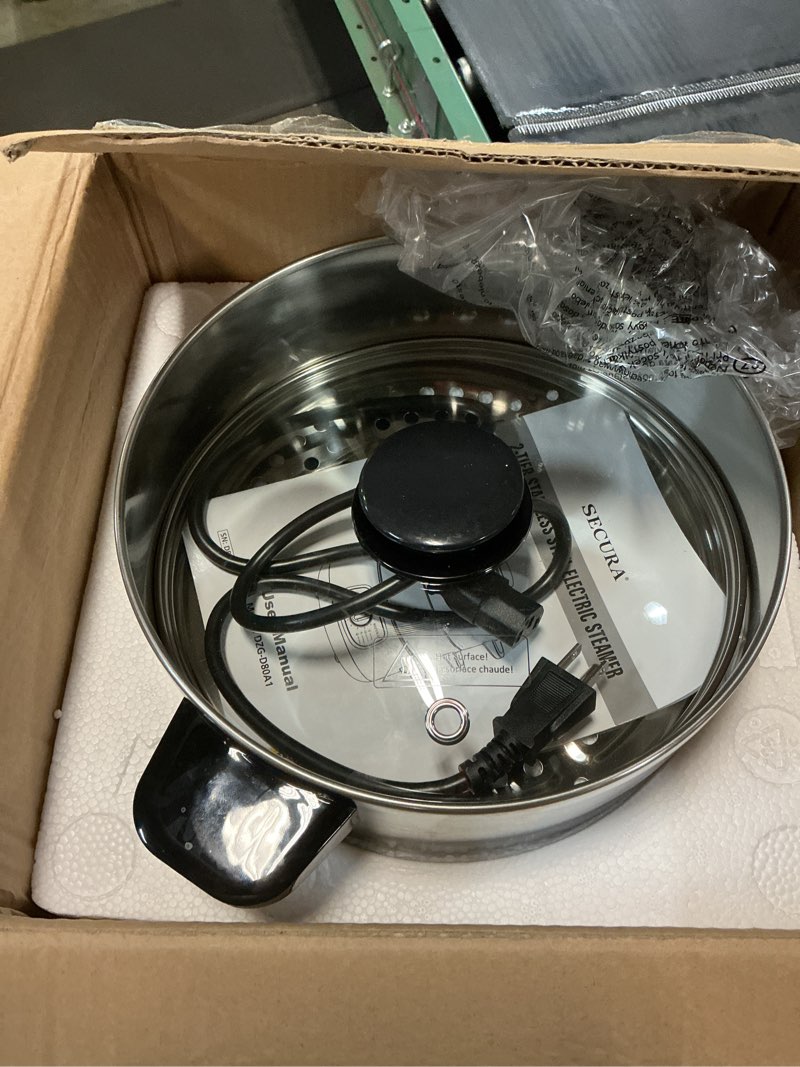 Condition photo showing Good Condition for Secura 2 Stainless Steel Food Steamer 8.5 Qt Electric Glass Lid Vegetable Steamer Double Tiered Stackable Baskets with Timer