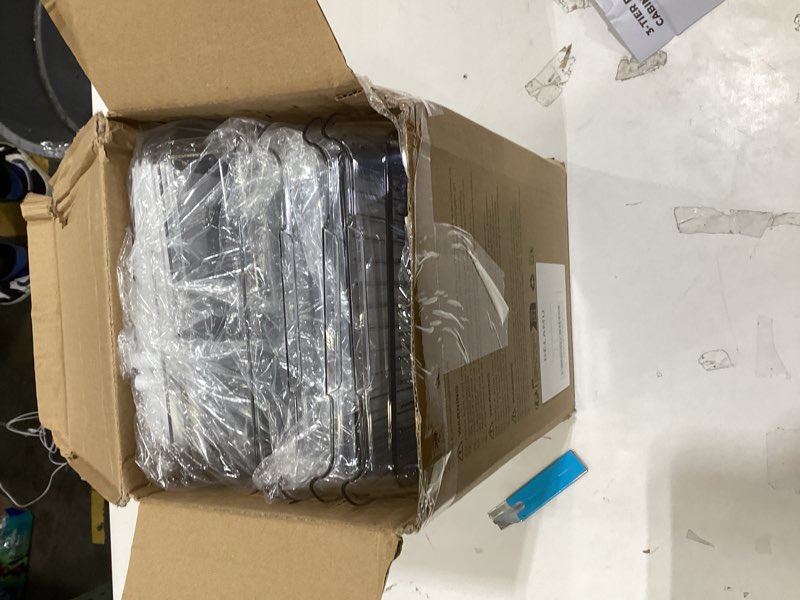 Condition photo showing Good Condition for Delamu 2 Sets of 3-Tier Bathroom Under Sink Organizers and Storage, Multi-Purpose Stackable Pantry Organization and Storage, Pull Out Clear Kitchen Bathroom Cabinet Organizer with Movable Dividers | Storage, Multi-Purpose, Stackable, Pantry Organization, Pull Out, Movable Dividers White 2 Pack 3-Tier