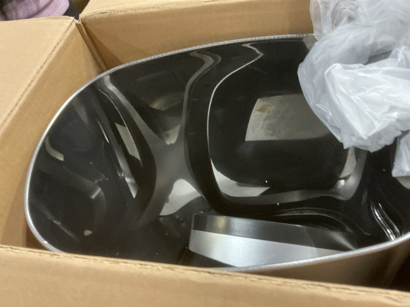 Condition photo showing As Is for FDW Kitchen Trash can for Bathroom Bedroom Home Office Automatic Touch Free Garbage bin with lid Brushed Stainless Steel Rectangular 13 Gallon / 50L Stainless Steel Stainless Steel