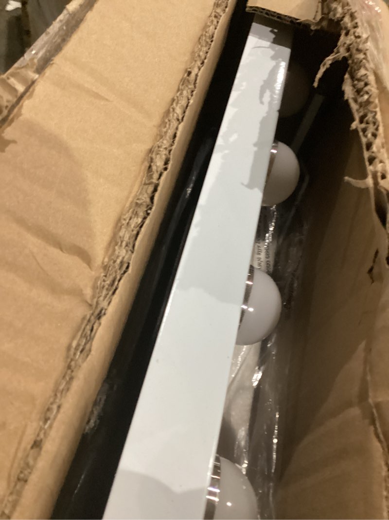 Condition photo showing As Is for Hansong Vanity Mirror with Lights and Wireless Charging Makeup Mirror with Lights and Music Speaker 12 LED Bulbs Upgraded Hollywood Mirror 3 Color Lighting Modes White White 16"L x 12"W